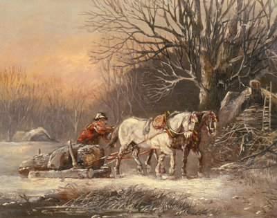 Timber Sledge in Winter by German School